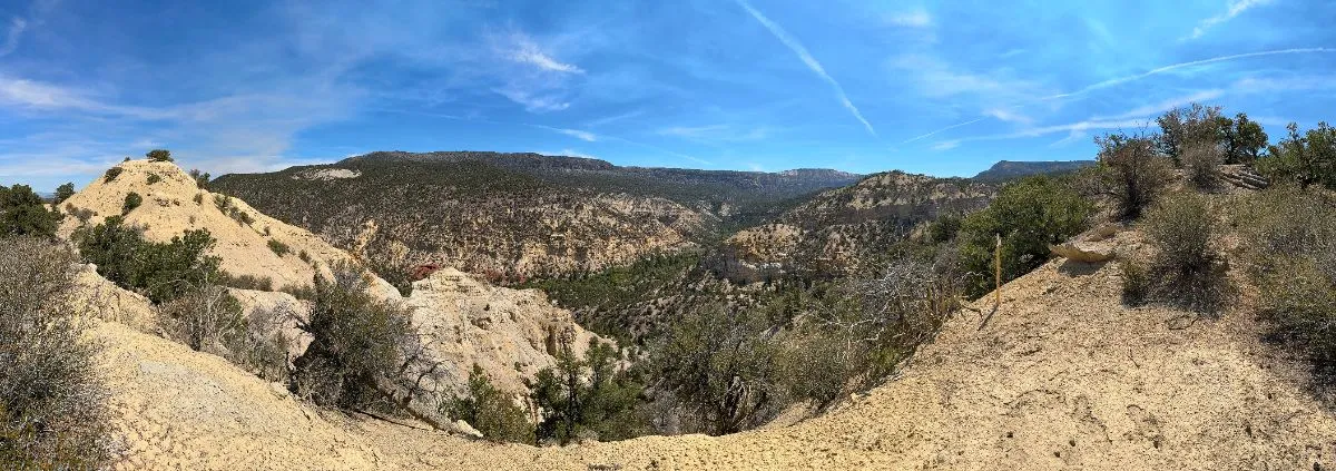 Panorama of dry ridges and canyons