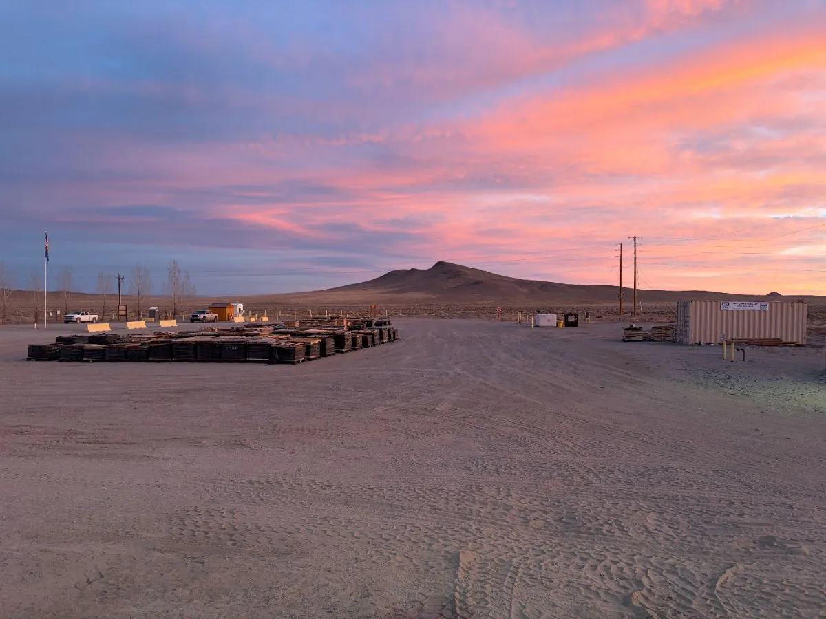 Core storage yard at sunset in Nevada