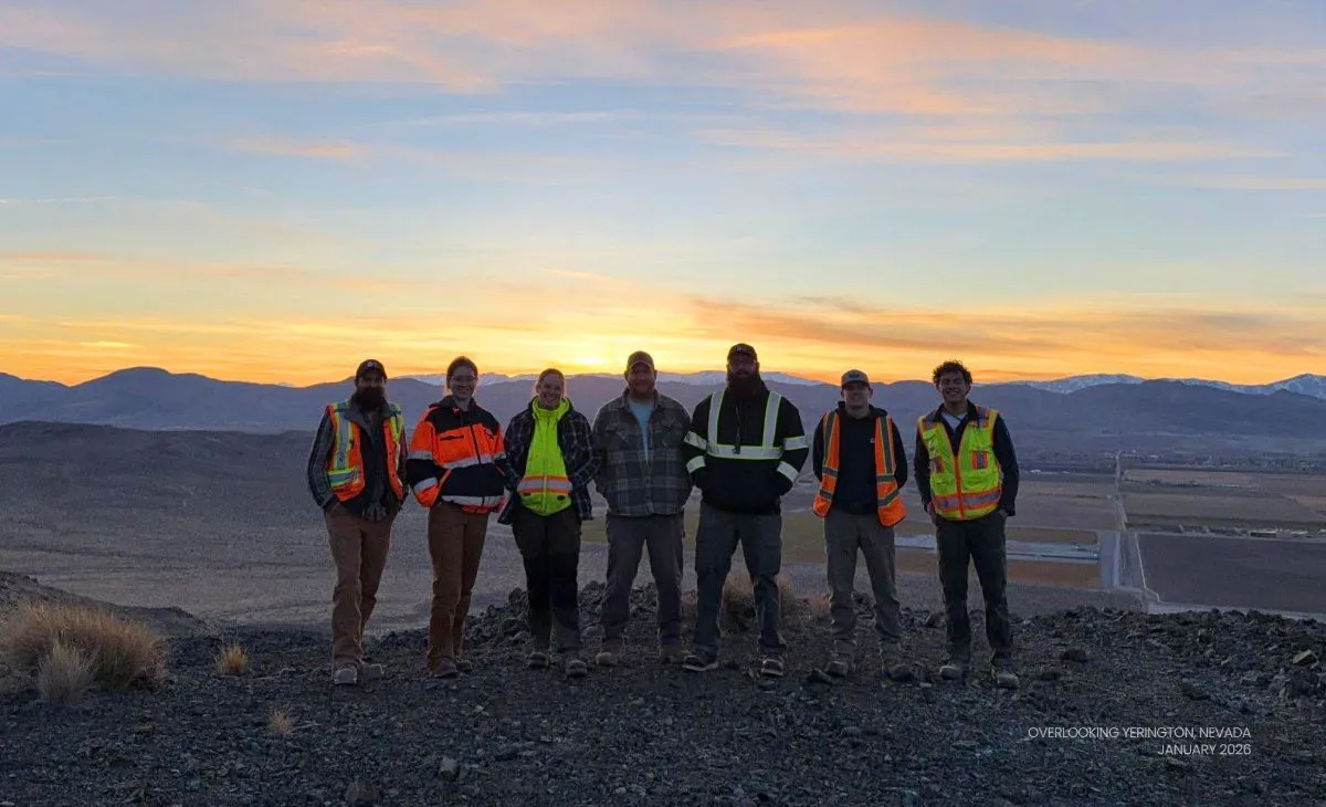 Field crew in high-visibility vests at sunset at Pumpkin Hollow
